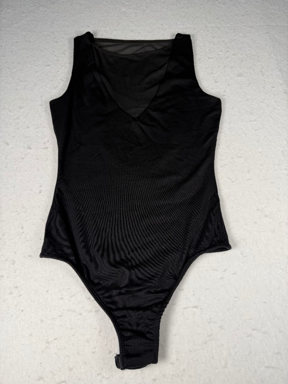 Lulus Mesh Back Plunge V-neck Black Mesh Bodysuit Women's XS Mesh V Front & Back